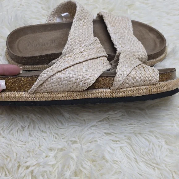 Natural Reflections Cream Woven Slide Sandals - Picture 3 of 5